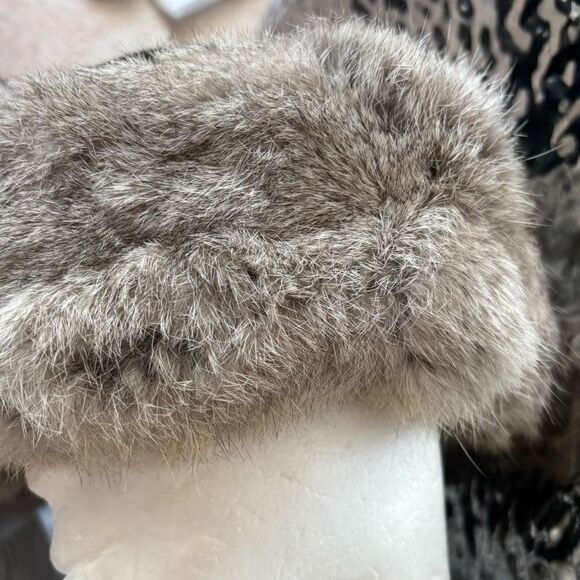 REAL RABBIT FUR HAT skully cap rare head piece accessory beanie scarf unisex main image 8